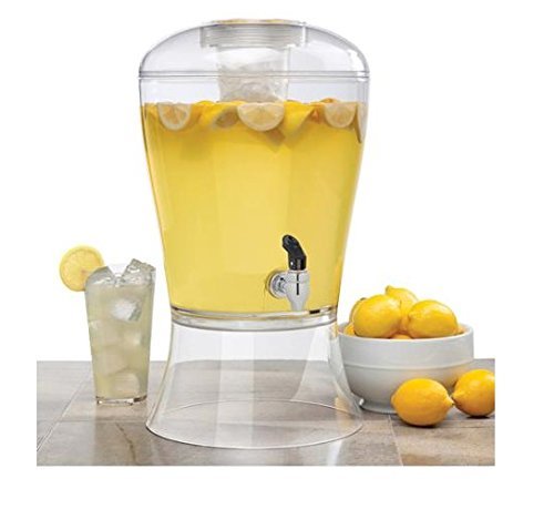 Creative Bath, CreativeWare BEV10CLR Beverage Dispenser with Base Ice Cylinder Sleeve, Clear