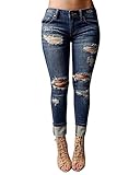 L&ZZ  Women's High-waisted Ripped Holes Skinny Jeans Plus Size