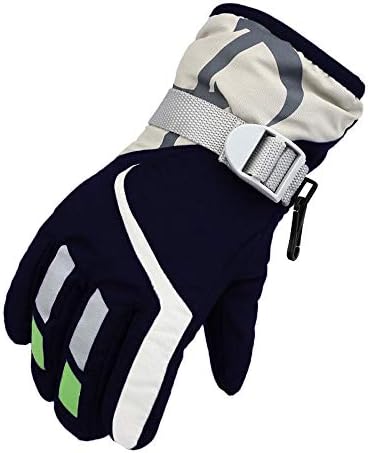 Children’s (Boys and Girls) Ski Gloves, Water-Resistant & Windproof, Breathable Ripstop Fabric (5-8years) (Navy)