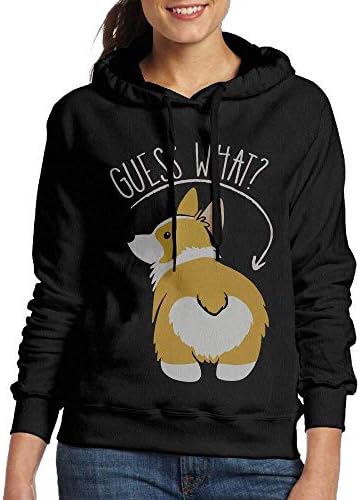 Women's Coat,Guess What Corgi Butt Long Sleeve Hoody Hoodie Sweatshirt for Women