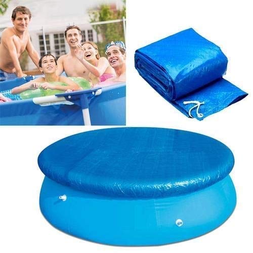SORAKA Durable Blue 8ft Round Pool Cover with Rope Ties, Polyethylene(PE) Pool Cover for Above Ground Swimming Pool