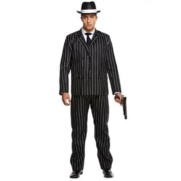 Adult Mens 1920s Gangster Bugsy Malone Great Gatsby Pinstriped