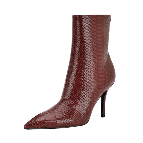 Guess Women's Gomora Bootie, Dark Red Lizard 600, 8