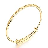 Girl Era Slim Gold Engraved Bracelets Fine Polished Charm Bangle Bracelet