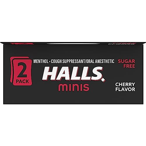 HALLS MINIS CHERRY FLAVOR SUGAR FREE COUGH DROPS, TWIN PACK