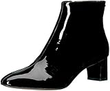 Calvin Klein Women's Mimette Leather Ankle Boot, Black Patent, 5.5 Medium US