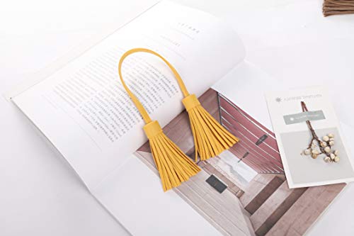 ZOONAI Women Leather Tassel Bag Tag Handbag Wallet Purse Decorations (Yellow)