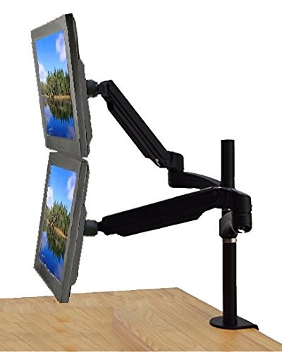 EZM Dual Vertical/Horizontal Gas Spring Monitor Desk Mount Clamp fits 13