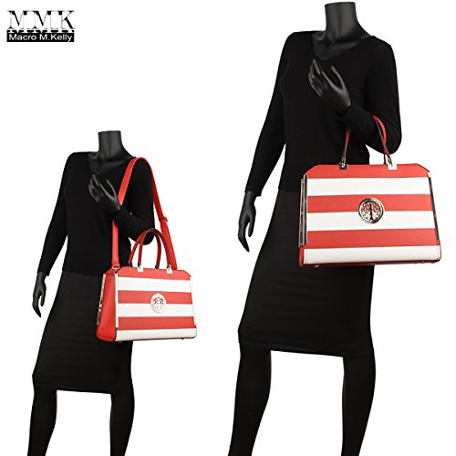 MMK collection Women Fashion Matching Satchel handbags with wallet(690-BL/WT)