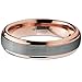 Tungsten Wedding Band Ring 4mm Men Women Comfort Fit 18k Rose Gold Grey Step Bevel Edge Brushed Polished Size 7.5