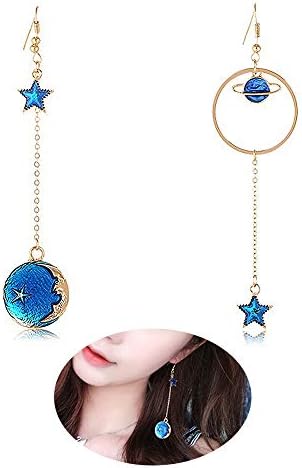 MUZHE Sapphire Blue Earth and Moon Planet Earring