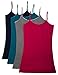 Caramel Cantina 4 Pack Juniors Long Length Basic Cami (Large, Grey/Burg/Navy/Teal)