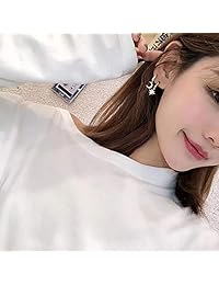 Pendientes de aro con forma de estrella de cristal para mujeres y adolescentes, de plata de ley 925 con abalorios asimétricos de circonita cúbica y diamantes, diseño de gota de cartílago