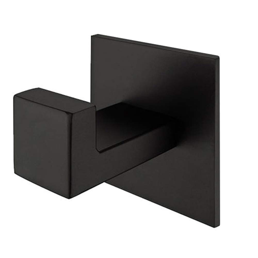 Biutimarden Black 304 Stainless Steel Towel Hook Hanger for Bathroom Single Towel Robe Hook Coat Hanger Self-Adhesive