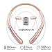 Bluetooth Headphones, Doltech Bluetooth 5.0 Neckband Headphones Noise Cancelling Headset with Carrying Case Retractable Earbuds Stereo Earphones with Mic (Rose Gold)