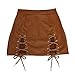 Meyeeka Ladies Faux Suede Lace Up Slim Fit Plus Size Mini Skirt Clubwear Khaki XL