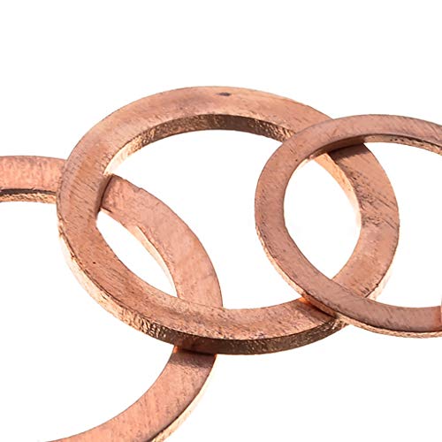 280 PCS Copper Washers Set Flat Ring Sump Plug Gaskets M5 M6 M8 M10 M12 M14 M16 M18 M20 Oil Drain Plug Gasket Assortment Kit - Thumbnail 4