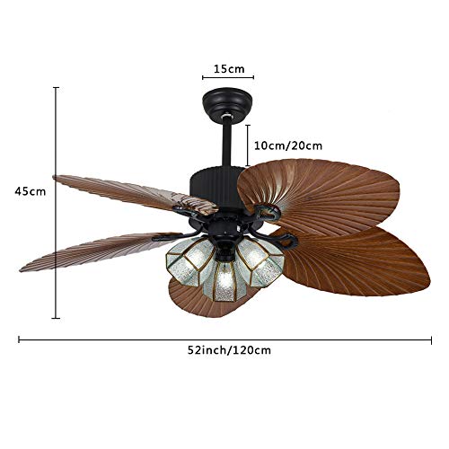 TFCFL 52 Inch Tropical Style Ceiling Fans, Modern Ceiling Fan Light