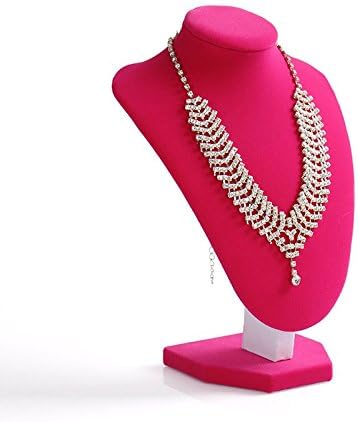 Women Lady Girl Rosy Red Velvet Pendant Necklace Display Pedestal Jewelry Chain Holder Approx. 2216 Cm