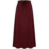 IDEALSANXUN Fleece Lined Long Skirts for Womens Elastic Waist Aline Warm Winter Skirts with Pockets