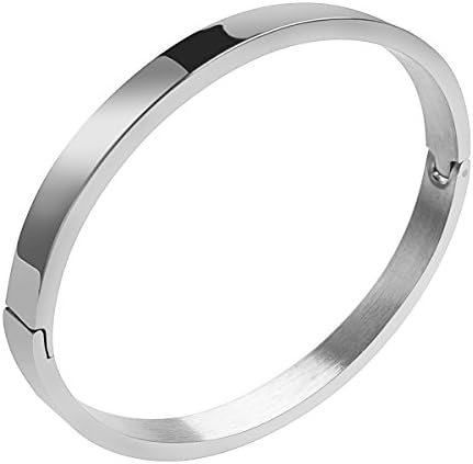 5.5mm Polished Oval Hinge Flat Bangle Bracelet Jewelry Set Carweilon (Silver)
