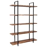 IRONCK Bookshelf and Bookcase 5-Tier, 130lbs/shelf Load Capacity, Industrial Bookshelves Home Office Furniture, Wood and Metal Frame