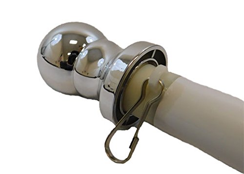 Outdoor Wall Hanging Spinning Flag Pole - Black Label Edition - 6ft White Pole w/Silver Ball Topper