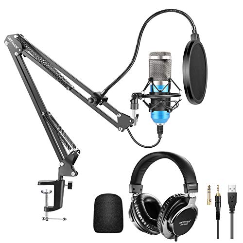Neewer USB Mikrofon Set 192KHz/24Bit Plug&Play Nieren Kondensatormikrofon mit Monitorkopfhörern, Schaumstoffkappe…