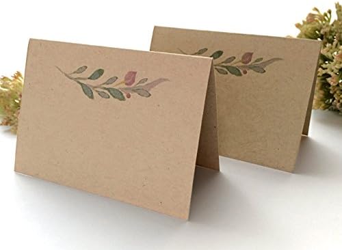 30 Pack - Rustic Wedding Place Cards with Watercolor Floral Design - Blank Kraft Write Your Own Names Wedding Place Cards - Wedding Escort Cards - Pack of 30