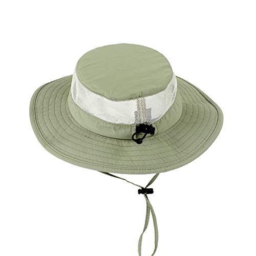 Light Olive Foldable Fishing UV Sun Hat w/ Vented Mesh, Outdoor Cap, Light Olive, Large/X-Large