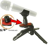 Heavy Duty Rigid Tripod Stand for Dynamic Microphones Table Top with Pads and Soft Pistol Grip by ZaxSound