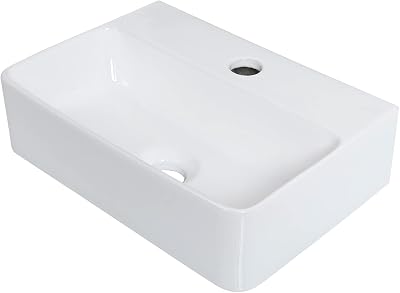 Ibergrif M41101 White Ceramic Rectangle Vessel Sink Wall Mounted 375x262mm