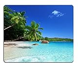 Tropical Paradise Sunshine Beach Coast Sea Palm Trees Mousepad,Custom Rectangular Mouse Pad 9.45