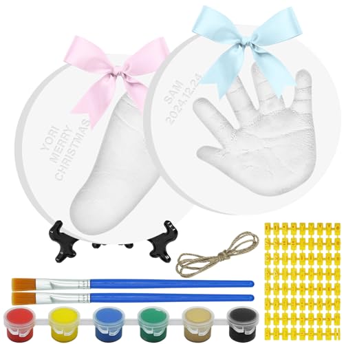 kimitimi Baby Handprint Footprint Keepsake Ornament Kit, Personalized Baby Foot Printing Kit for Newborn Clay Impression Handmade DIY Imagination to Create