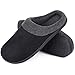 HomeIdeas Men's House Woolen Fabric Memory Foam Slippers, Cozy Bedroom Indoor/Outdoor Slip on Shoes with Durable Rubber Sole (Size 11-12 D(M) US, Black)