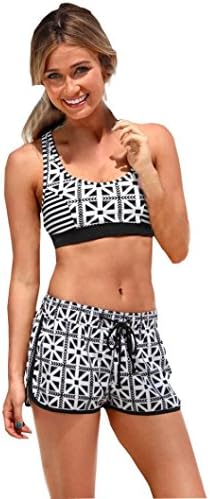 Women Swimwear, Bestoppen Women Sexy Printed Bikini Set Ladies Two Pieces Bandeau Vest + Shorts Swimwear Vintage High Waist Beachwear Swimsuit