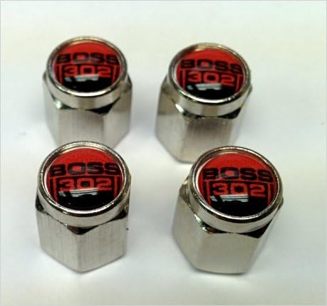 Mustang BOSS 302 Cobra Shelby GT Valve Stem Caps (Chrome - Red)