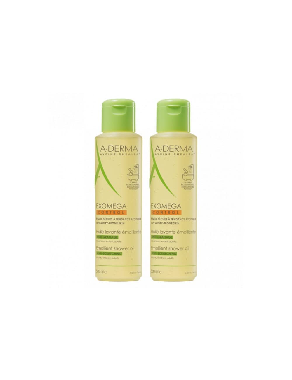 A-DERMA Exomega Control Emollient Cleansing Oil Anti-Scratching 2 x 500ml