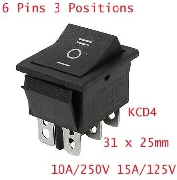 Wnuanjun, 6 Pins ON/OFF/ON DPDT Panel Mount Boat Rocker Switch 10A/250V 15A/125V AC KCD4