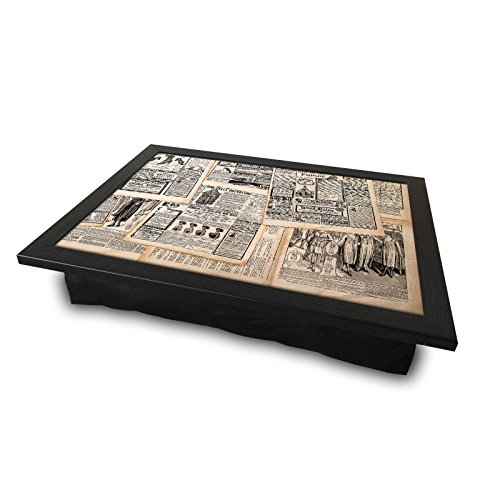 LaModaHome Historical MDF Pillow Tray - Old Times Newspaper, Essay Article - Pillow Cushioned Accessories, Portable Bed Stand for Notebook or Serving - Suitable for Use on Table, Sofa, Chair - Thumbnail 2