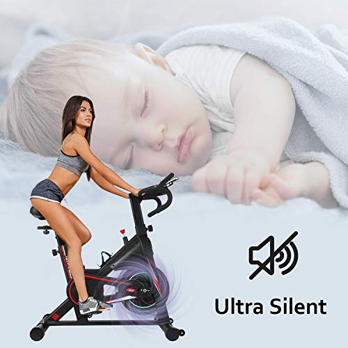 DMASUN Exercise Bike, Indoor Cycling Bike Stationary, Comfortable Seat Cushion, Multi - Grips Handlebar, 42Lbs Flywheel Upgraded Version (Black) - Thumbnail 4