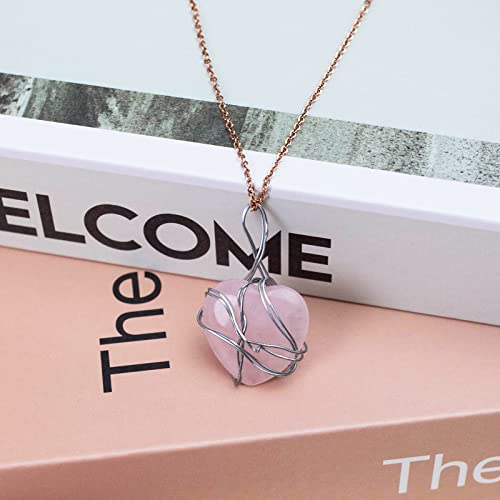 BigOtters Heart Rose Quartz, 16 PCS Healing Crystals Gemstones Bulk Love Palm Crystals for DIY Crafts Chakra Wedding Valentine