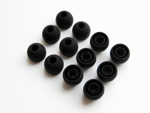 12pcs Medium (Black) Soft Replacement Eartips Earbuds Set for Audio-Technica CK Series, CKS Series, CKM Series, CKL Series, CKF Series, and ANC Series In-Ear Earphones