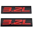AxleZx 2X Chrome Metal 3.2L Logo Car Emblem Premium 3D 3.2 V6 Badge Auto Door Fender Sticker Side Wing Decal (3.2L,Black&Red)