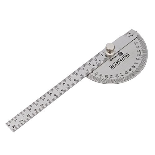 LTMS 078008 Stainless Steel Protractor 180 Degrees Angle Ruler Finder 140mm Metric Durable Metal Adjustable General Measuring Tool