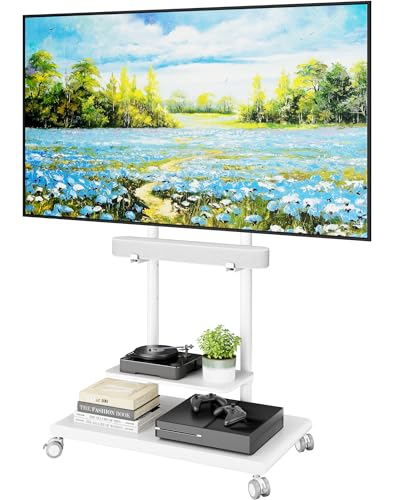 ECOTINY Rolling TV Stand with Swivel and Tilt