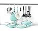 GreenLife Soft Grip 16pc Ceramic Non-Stick Cookware Set, Turquoise (Renewed)