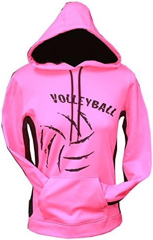 Neon Pink Volleyball Performance Hoodie (Small)
