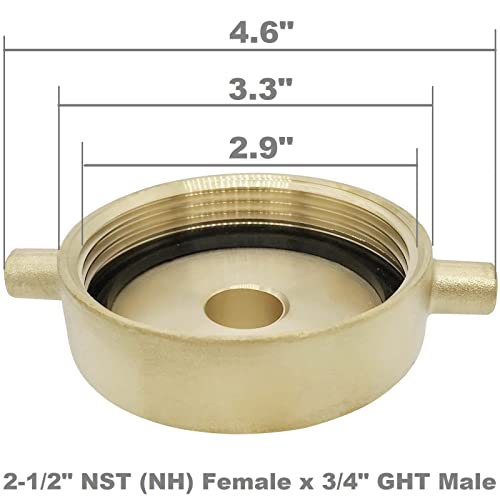 SpringSpray 21/2" NST (NH) Female x 3/4" GHT Male Brass Fire Hydrant