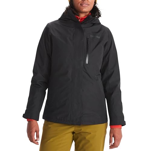MARMOT Mujer Wm's Ramble Component Jacket, Chaqueta impermeable cálida, chubasquero ligero 3 en 1 con capucha, cortavientos ligero y transpirable, Black, M